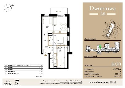 Dworcowa 28| mieszkanie 3-pok. | B/30