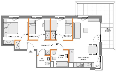 Duże i jasne 4 pokoje | 81 m² | Duży balkon 12 m² | Kameralne osiedle
