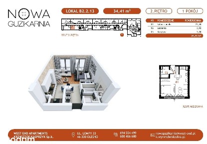 Mieszkanie 1/ 2-pokojowe 34 m2 Nowoczesny Apartamentowiec Częstochowa