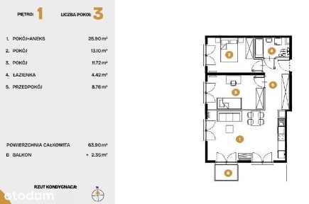 Jasne i funkcjonalne |3 pokoje| 63,9 m2, Bronowice