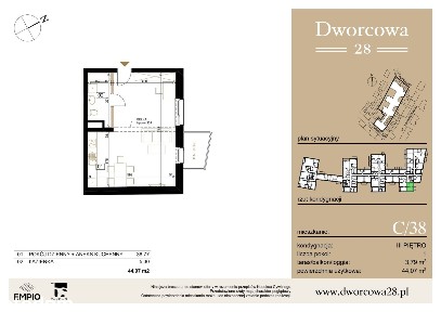 Dworcowa 28| mieszkanie 1-pok. | C/38