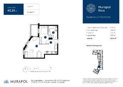 1-pokojowe mieszkanie 43m2 + balkon
