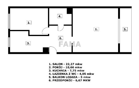2-pok., 50,90 m2, Os. Południe - Jedn. E, loggia