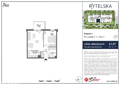 2-pokojowe mieszkanie 45m2 + balkon