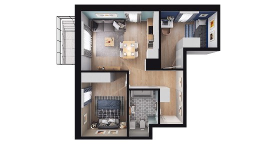 3-pokojowe mieszkanie 45m2 + balkon