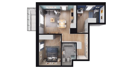 3-pokojowe mieszkanie 45m2 + balkon