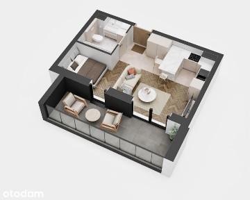 1-pokojowe mieszkanie 28m2 + balkon