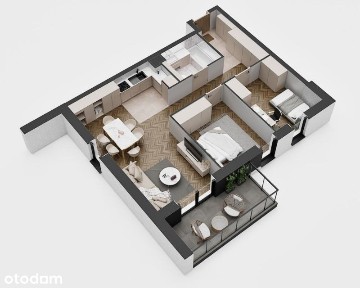3-pokojowe mieszkanie 61m2 + balkon