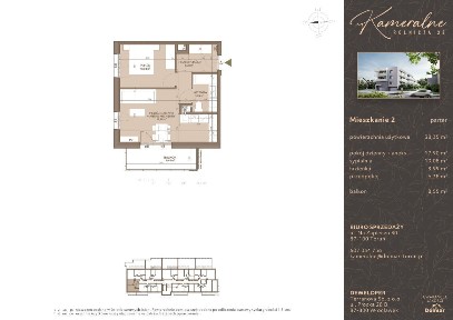 2-pokojowe mieszkanie 38,35 m2 + balkon