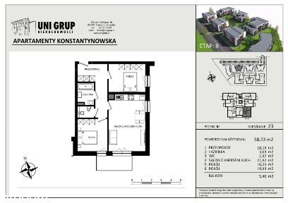 3-pokojowe mieszkanie 58m2 + balkon Bezpośrednio
