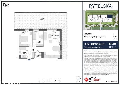 3-pokojowe mieszkanie 64m2 + ogródek
