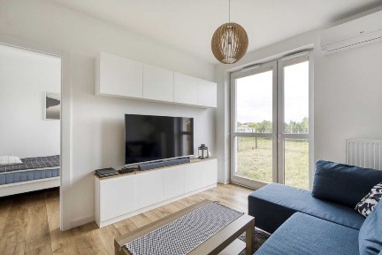 2 pokojowy apartament na Białołęce + garaż + 50 m2 ogródek - KLIMATYZACJA