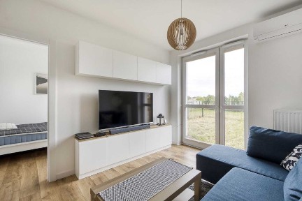 2 pokojowy apartament na Białołęce + garaż + 50 m2 ogródek - KLIMATYZACJA