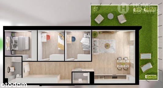mieszkanie 73,65 m² | 4 pokoje| ogród 40 m² | bez prowizji i PCC