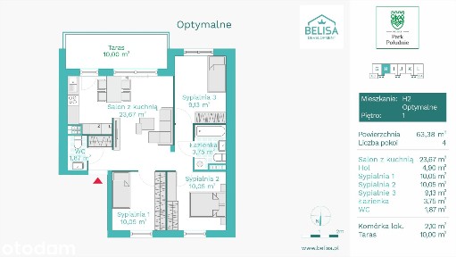 64 m² | 4 pok. | Taras| ZOBACZ GOTOWY DOM