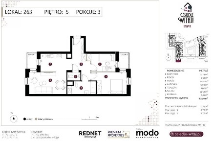 Mieszk. 3-pokojowe | 62,20 m² | Naramowice, Poznań