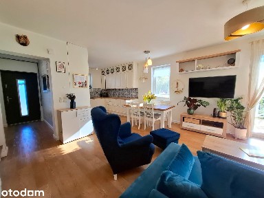 Dom gotowy do zamieszkania. Rozłogi, pow. 91,50 m², Piękny ogród.