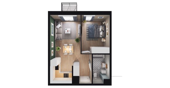 2-pokojowe mieszkanie 42m2 + balkon