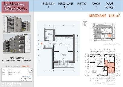 Mieszkanie 2 pokoje+parking+ogórdek