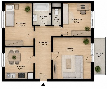 60M2+PIWNICA 5,4M2 +BALKON - 3 ODRĘBNE POKOJE Z DOBRĄ KOMUNIKACJĄ!