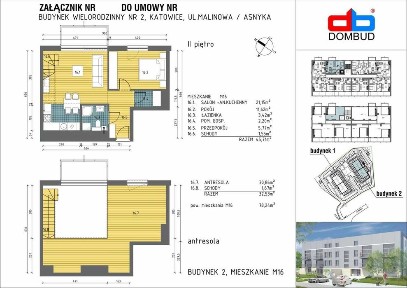 Dwupoziomowe mieszkanie z antresolą w nowoczesnym, niskim budynku z windą - Malinowa-Asnyka - Katowice, Piotrowice - „Osiedle Młodych”.