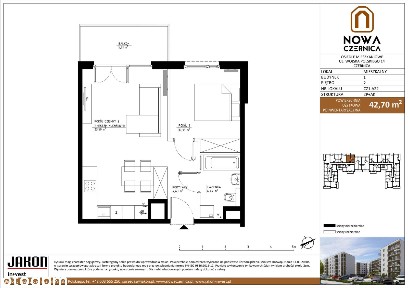 2-pokojowe mieszkanie 42m2 + balkon