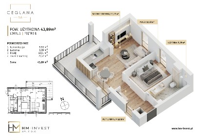 2 pokoje z dużym balkonem | 44 m² | Winda | Centrum Kielc