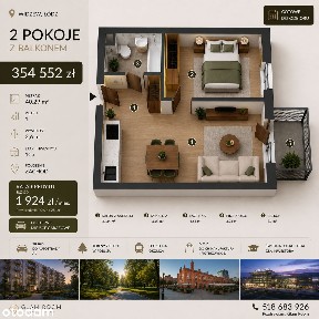 2 pokoje | Widzew | Balkon | 40,29 m² | 354 552 zł | 1 piętro