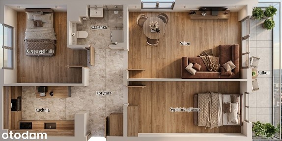 3 pokoje | 1 piętro | Duża loggia | Osiedle Legionów