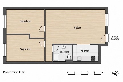 3 pokoje na parterze. Kasprowicza. 45 m2