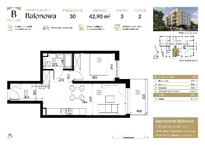 2-pokojowe mieszkanie 42m2 + balkon