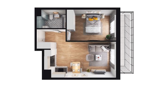 2-pokojowe mieszkanie 43m2 + balkon