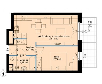 2 pokoje | 45,10 m² | 7 piętro | balkon | Winogrady|