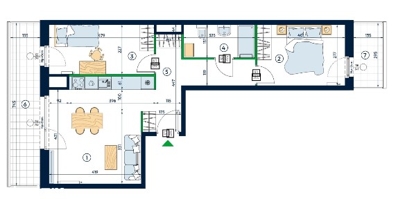 3-pokojowe mieszkanie | 57,59 m² | 2 loggie | Rataje |