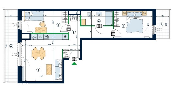3-pokojowe mieszkanie | 57,59 m² | 2 loggie | Rataje