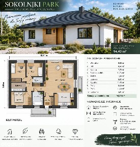 SOKOLNIKI PARK Dom jednorodzinny (w budowie) 94,40 m2, działka 1000m2