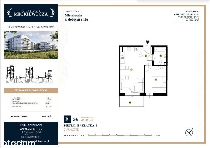 Mieszkanie 2-pokojowe 40,59m2 na I piętrze