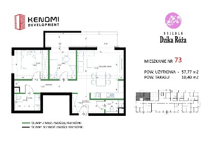 3-pokojowe mieszkanie 57m2 + taras Bezpośrednio