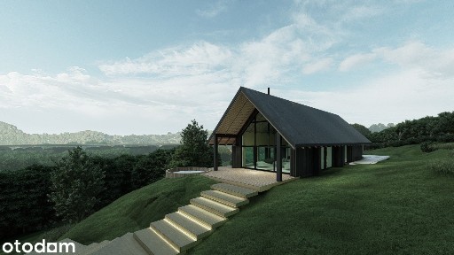 Niezwykły nowy dom ( nowoczesna stodoła) 139 m2 z panoramą na Beskid