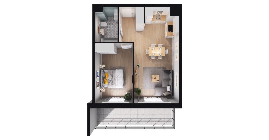 2-pokojowe mieszkanie 43m2 + balkon