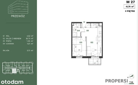2 pokoje | 41,79 m² | Płaszów | 0% prowizji