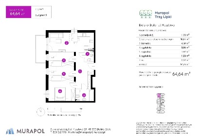 4-pokojowe mieszkanie 64m2 + balkon