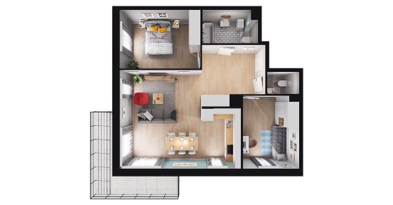 3-pokojowe mieszkanie 65m2 + balkon