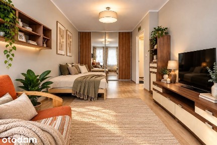 duża kawalerka | rozkład | balkon | opcja 2 pokoi