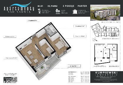 Mieszkanie 3 pokojowe - Aparamenty Nad Narwią Łomża Zjazd