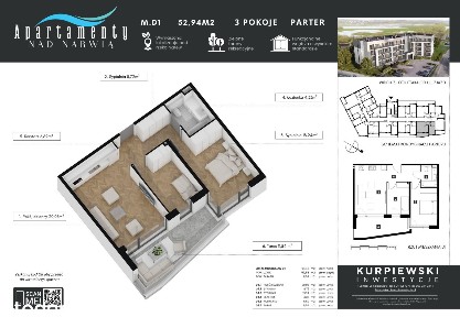 3-pokojowy apartament z tarasem | 52,23 m² | Nad Narwią | Łomża