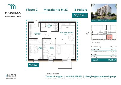 3-pokojowe mieszkanie 59m2 + balkon Bezpośrednio