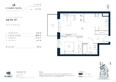 2-pokojowe mieszkanie 46m2 + balkon