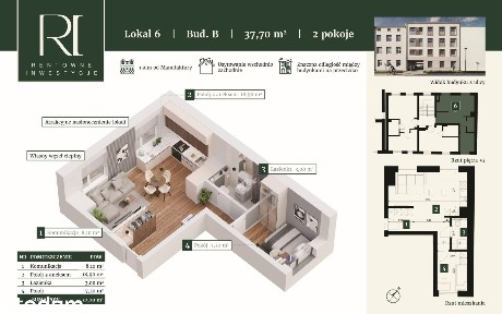 2 pokoje 37,7 m² | 150 m od Manufaktury | Żytnia 7