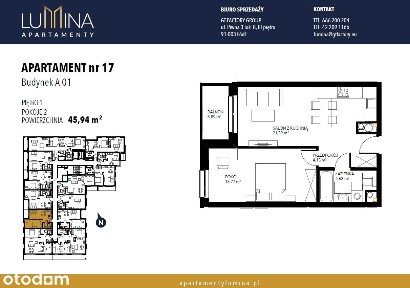 Mieszkanie 45,94 m² | 2 pokoje | Lumina - standard premium